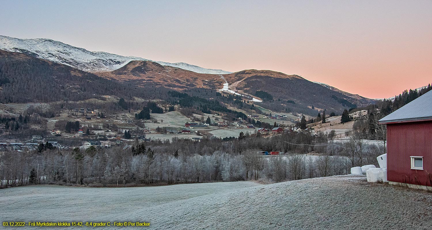 Frå Myrkdalen klokka 15.42, -8,4 grader C