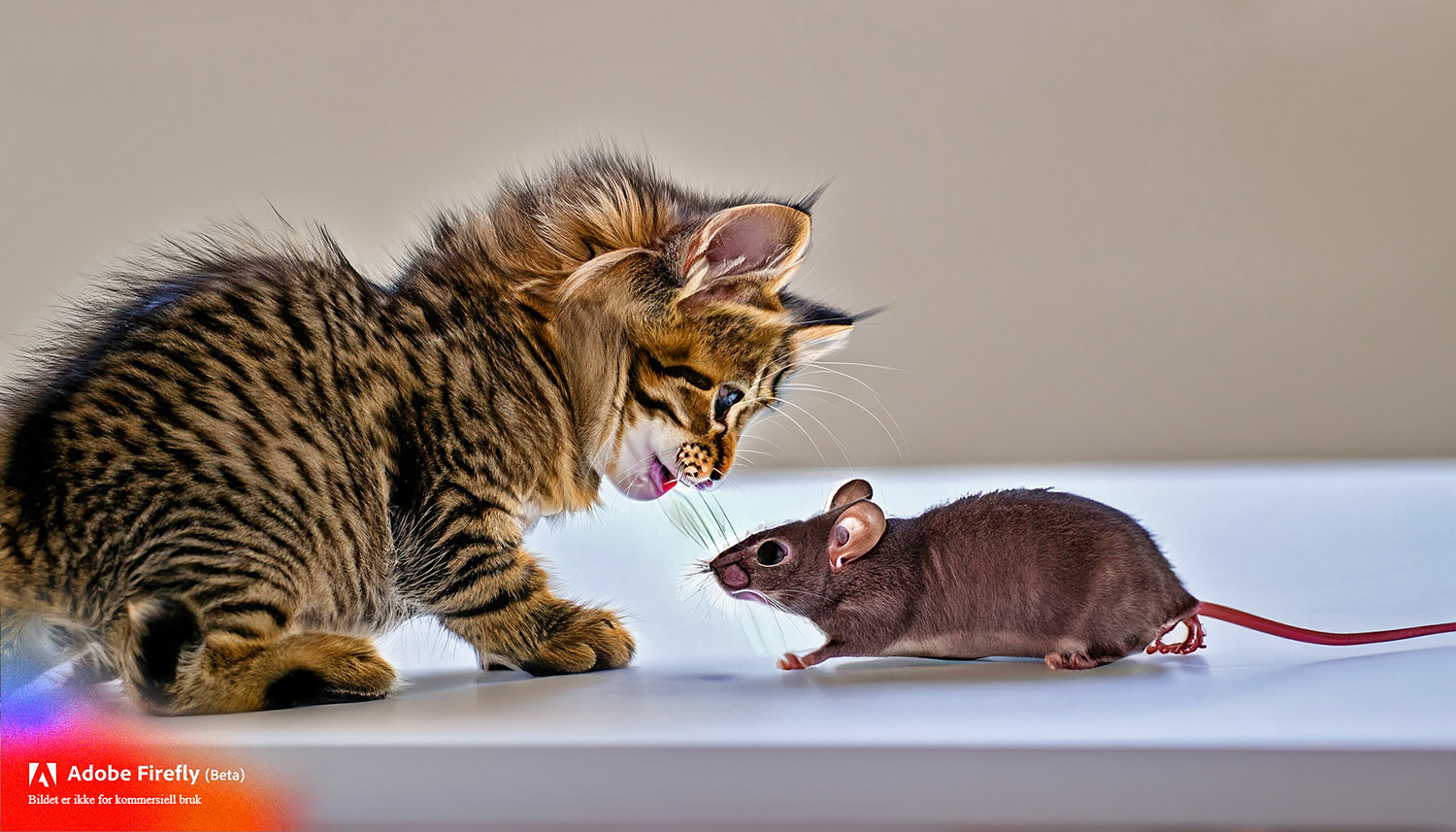 Dagens KI-bilete - kattunge og mus