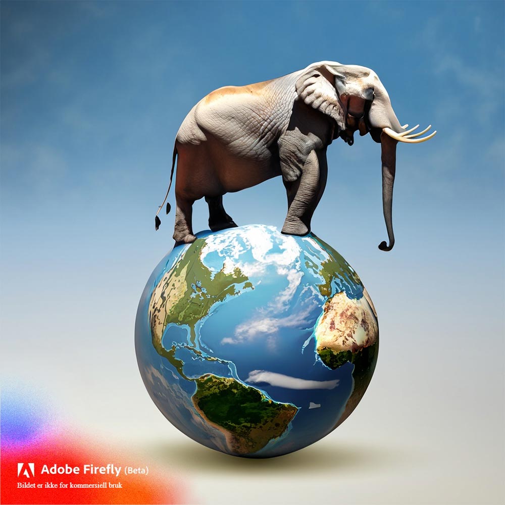 Dagens KI-bilete - Elefant på jordkloden