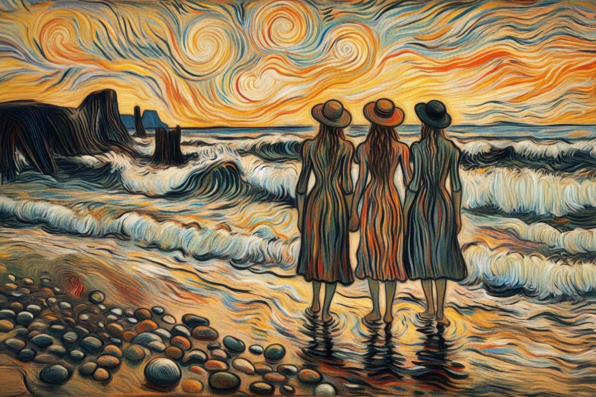 Jentene på stranda (KI)